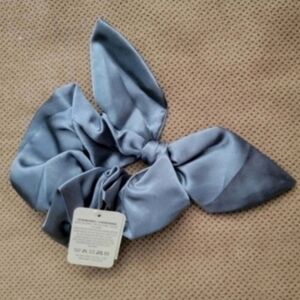 Victoria's Secret PINK blue gray satin bow scrunchie